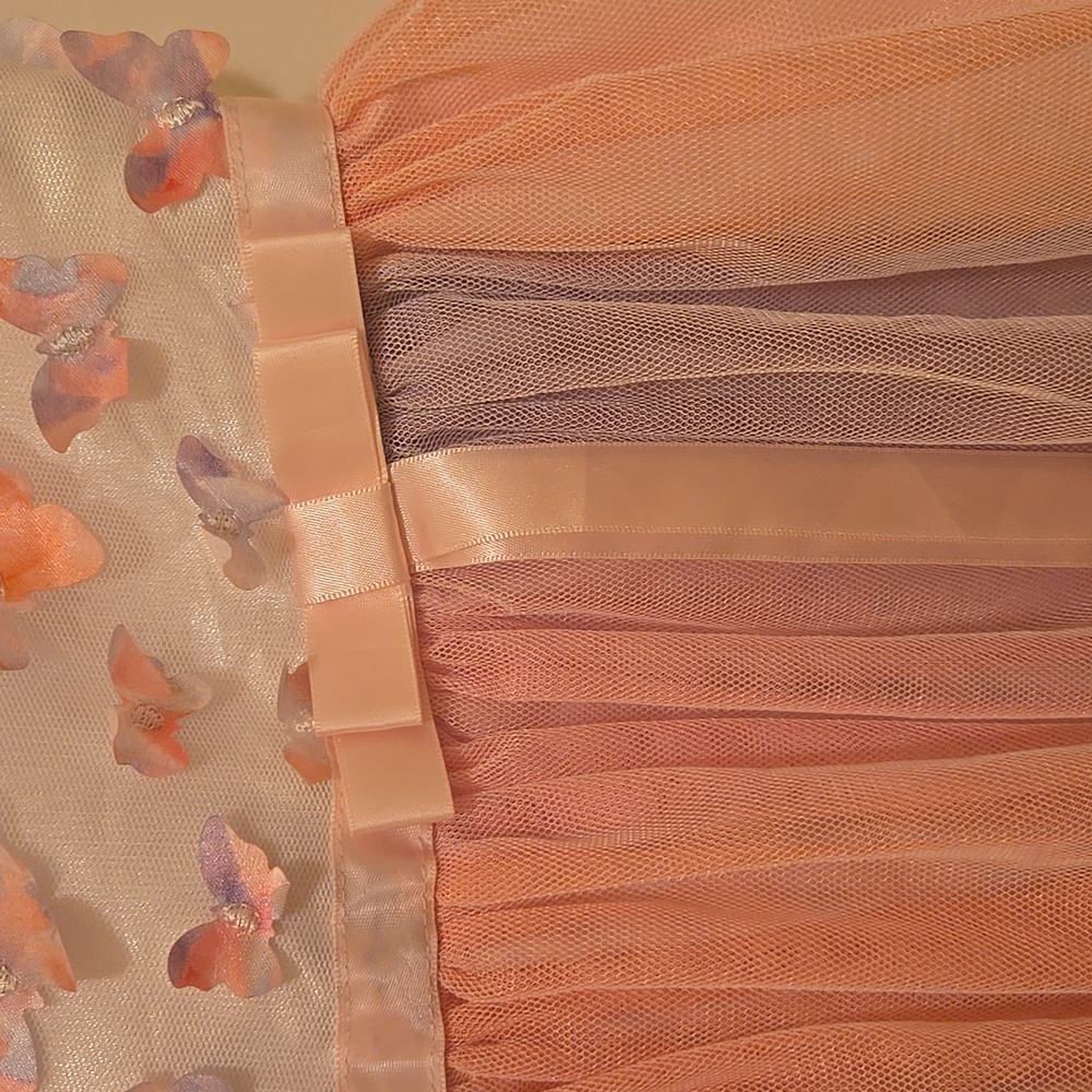 Jona Michelle Girls Elegant Pink & White Party Dress. - Picture 5 of 12